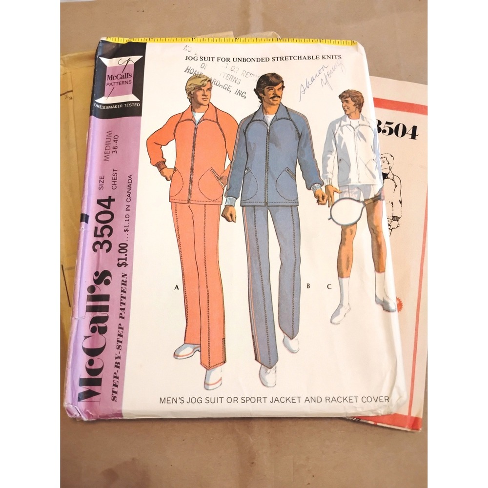 🍁Vintage '73 McCalls 3504 Mens Tracksuit Pattern M UNCUT Halloween cosplay dyi